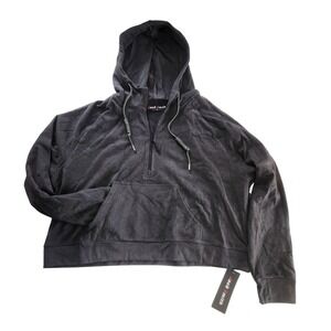 Jack Smith Womens Cropped Sweatshirt Pullover with Pockets Thumb Holes Gray 2XL